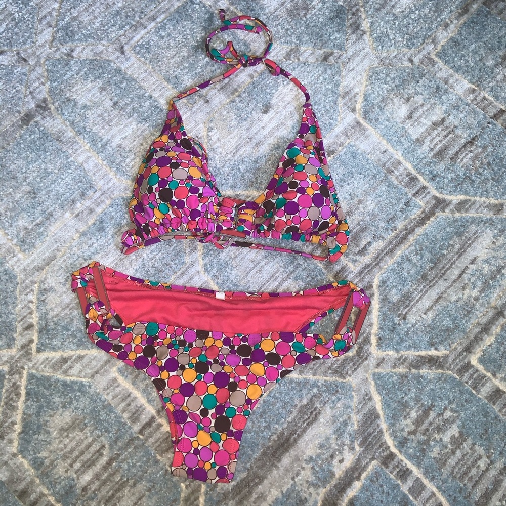Multi color halter bikini